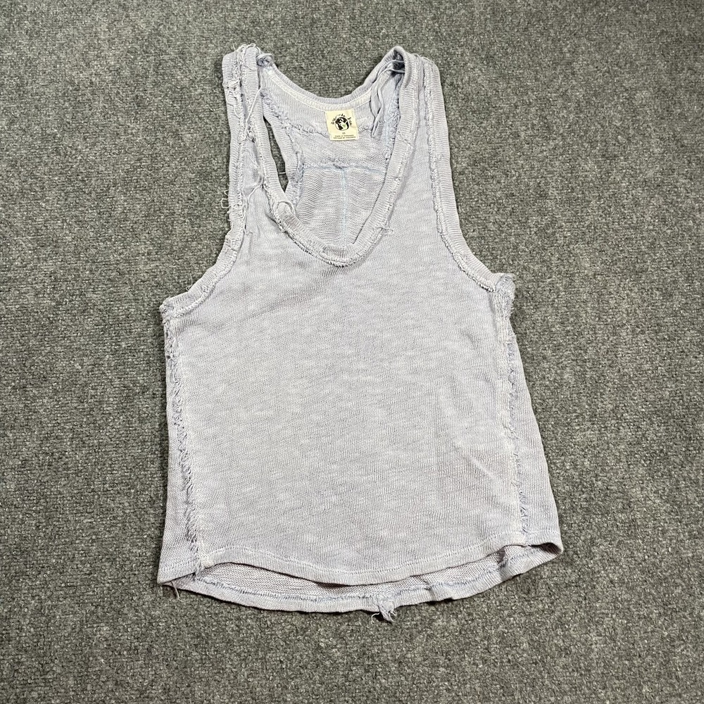 We The Free Racerback Tank Size XSmall Blue Oversized Casual Raw Hem Split Seam